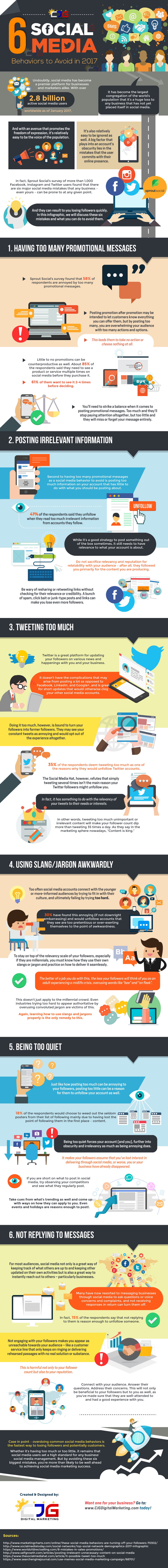 6 Social Media Behaviors to Avoid in 2017 (Infographic) - An Infographic from CJG Digital Marketing